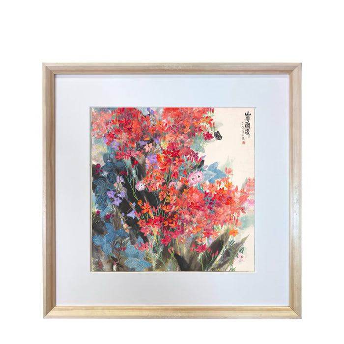 Geng Yukun's "Mountains Abloom with Flowers" (1977) Abstract Heavy-Color Oil Painting Reproduction - Infuse Your Space with Eternal Spring