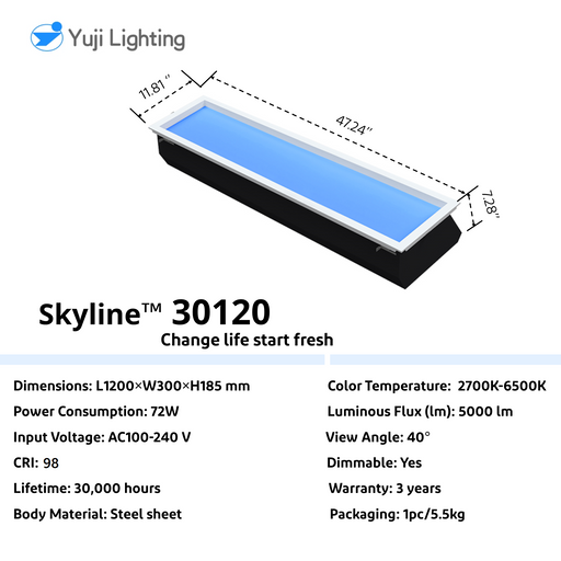 Yuji Skyline™ CRI 93 72W 30120 Rooflight Ceiling Light 2700K-6500K