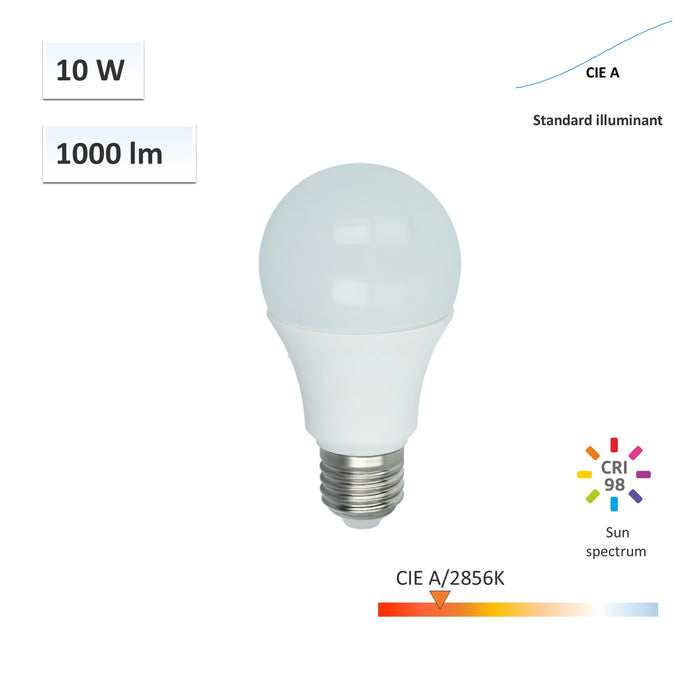 NormLite™ CRI 98 CIE Standard Illuminant A(2856K) LED A60 Bulb (CIE 15:2018) Incandescent lamp replacement