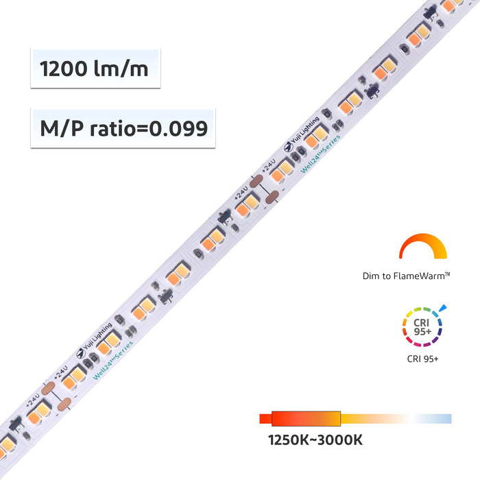 Well24™ Dim to FlameWarm LED Flexible Strip 1250K-3000K - Human Centric Lighting - 5m/Reel