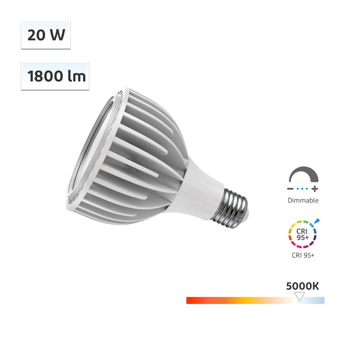 CRI-MAX™ CRI 95+ 20W Dimmable PAR30 LED Bulb 5000K