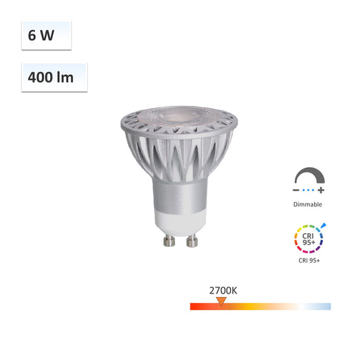 CRI-Max™ CRI 95+ GU10 6W Dimmable LED Spotlight 2700K