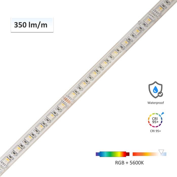 CRI-MAX™ CRI 95+ IP67 Waterproof 4-in-1 RGBW 5600K LED Flexible Strip - 60 LEDs/m