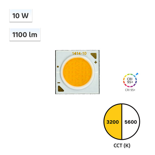YUJILEDS® CRI 95+ 10W COB LED 3200K 5600K - 135L