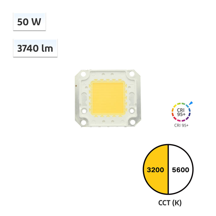 YUJILEDS® CRI 95+ 50W COB LED 3200K 5600K - 400L