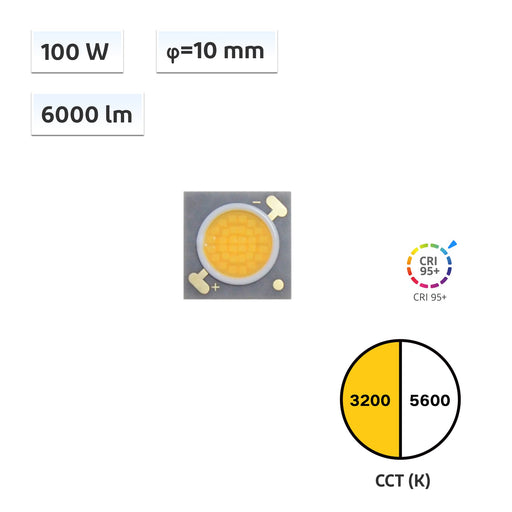 YUJILEDS® CRI 95+  High Power 100W Flip Chip COB LED 3200K 5600K - 160H