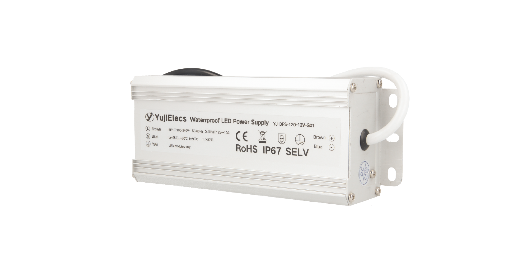 YujiElecs 120W IP67 Waterproof Power Supply for LED Strips