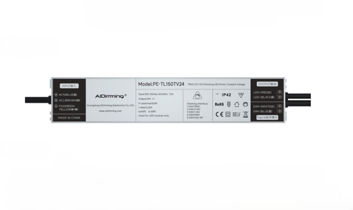 AIDimming 150W Flicker-Free Dimmable 0-10V & Traic Dimmer Constant Voltage Driver for LED Strip