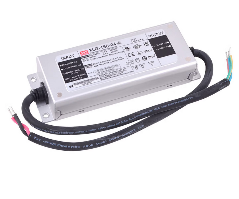 MEAN WELL IP67 Waterproof LED Constant Power Supply for LED Strips, 150W - Pack: 1pc