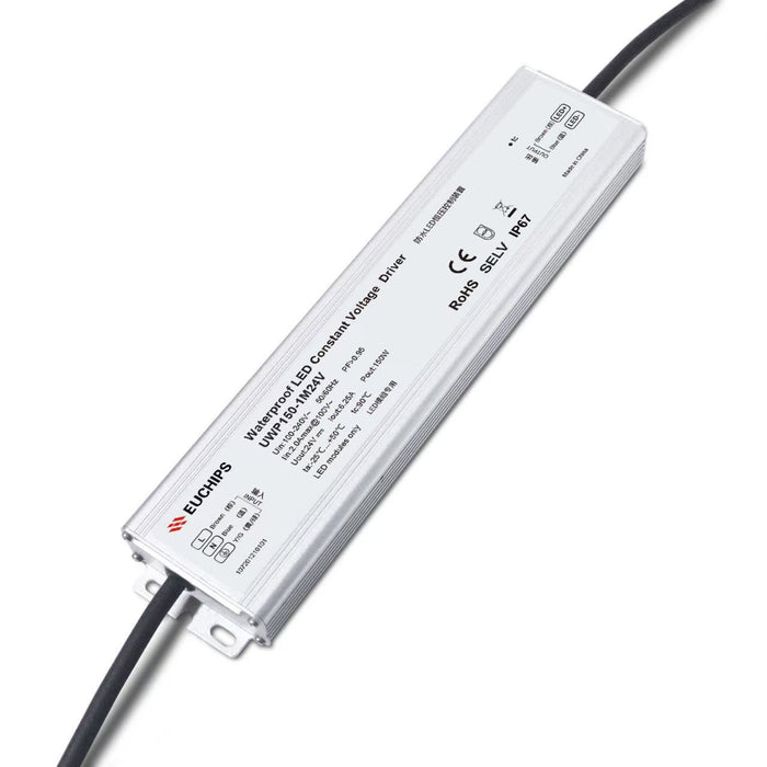 EUCHIPS IP67 Waterproof LED Constant Voltage Power Supply for LED Strips, 150W - Pack: 1pc