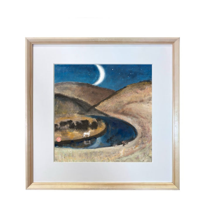 Geng Yukun's Heavy-Color Masterpiece "Dunhuang Crescent Moon Spring" (1991) – A Sacred Oasis of the Silk Road in Miniature