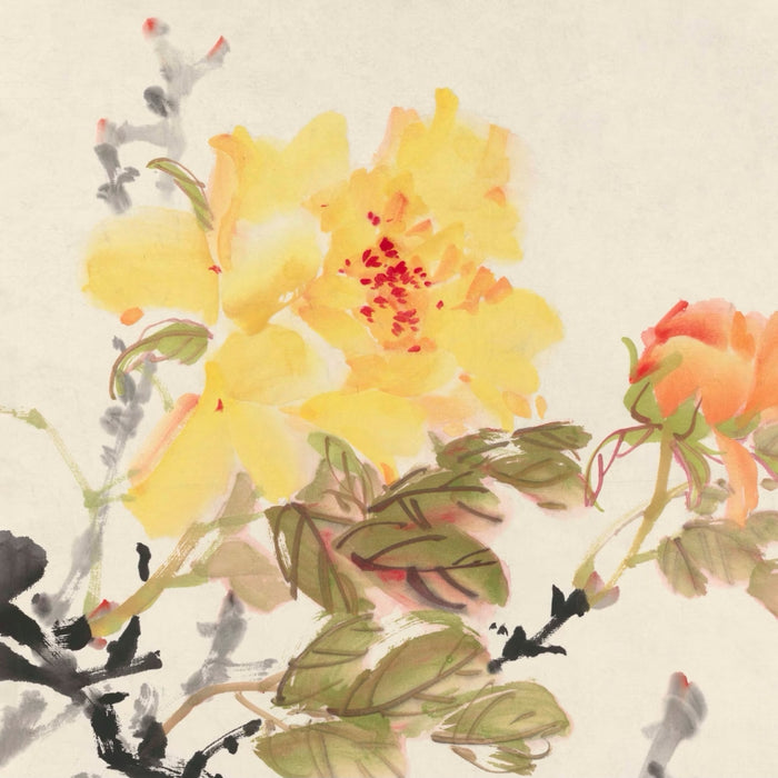 Geng Yukun's "Imperial Peony: Golden Prosperity" (1979) Ink Wash Painting Reproduction