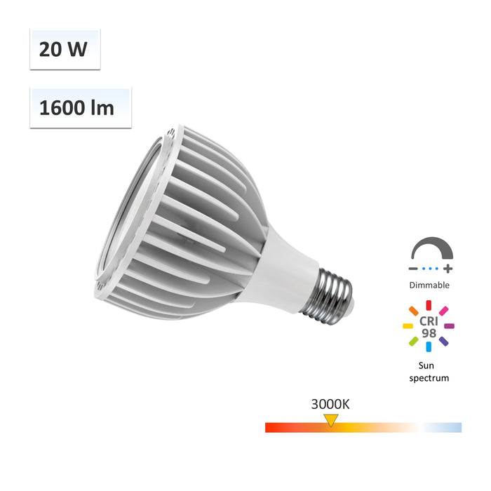 SunWave™ CRI 98 Flicker-Free Wellbeing Lighting 20W Dimmable PAR30 LED Bulb 3000K