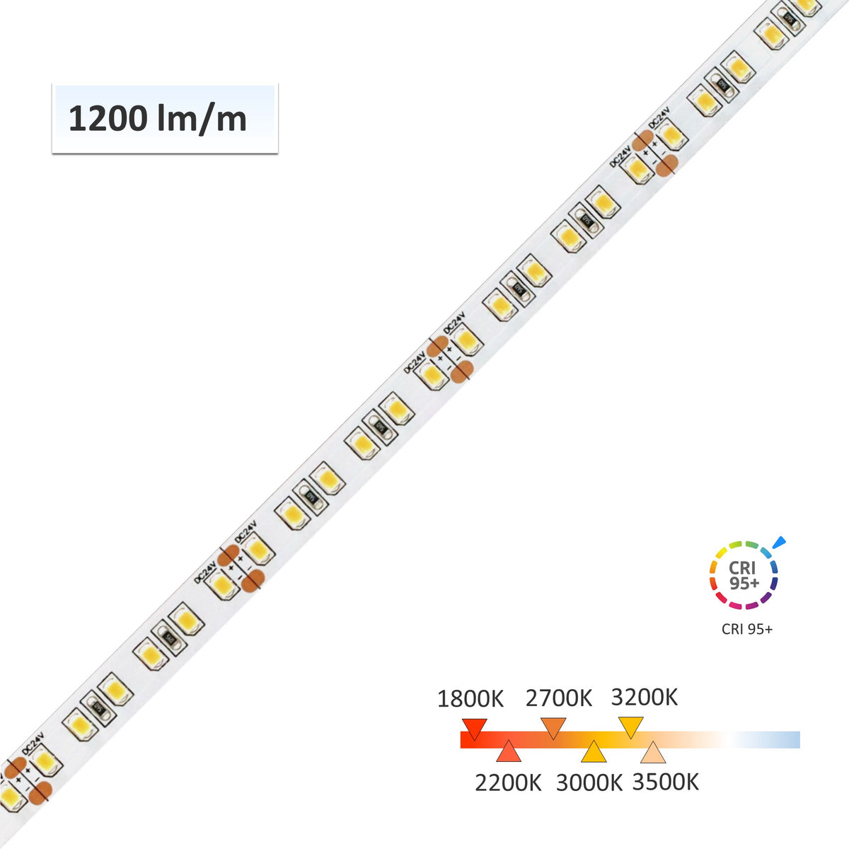 2700k LED Strip Light - High CRI 95+ 5050 12V LED Strips