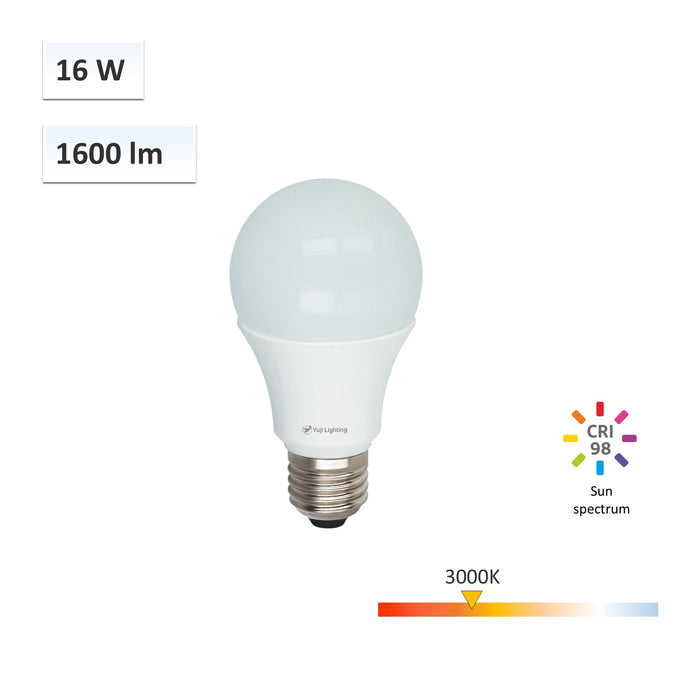 SunWave™ CRI 98 A70/A21 Flicker-Free High Brightness Wellbeing Lighting 16W LED Bulb 3000K - 4pcs/8pcs