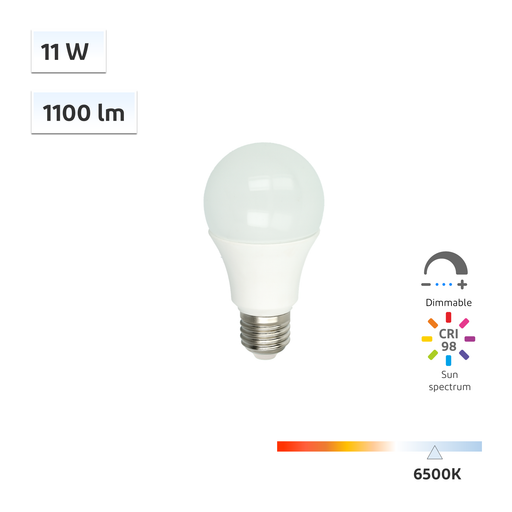 Yuji SunWave™ CRI 98 A19/A60 Flicker-Free Wellness Lighting 11W Dimmable LED Bulb 6500K