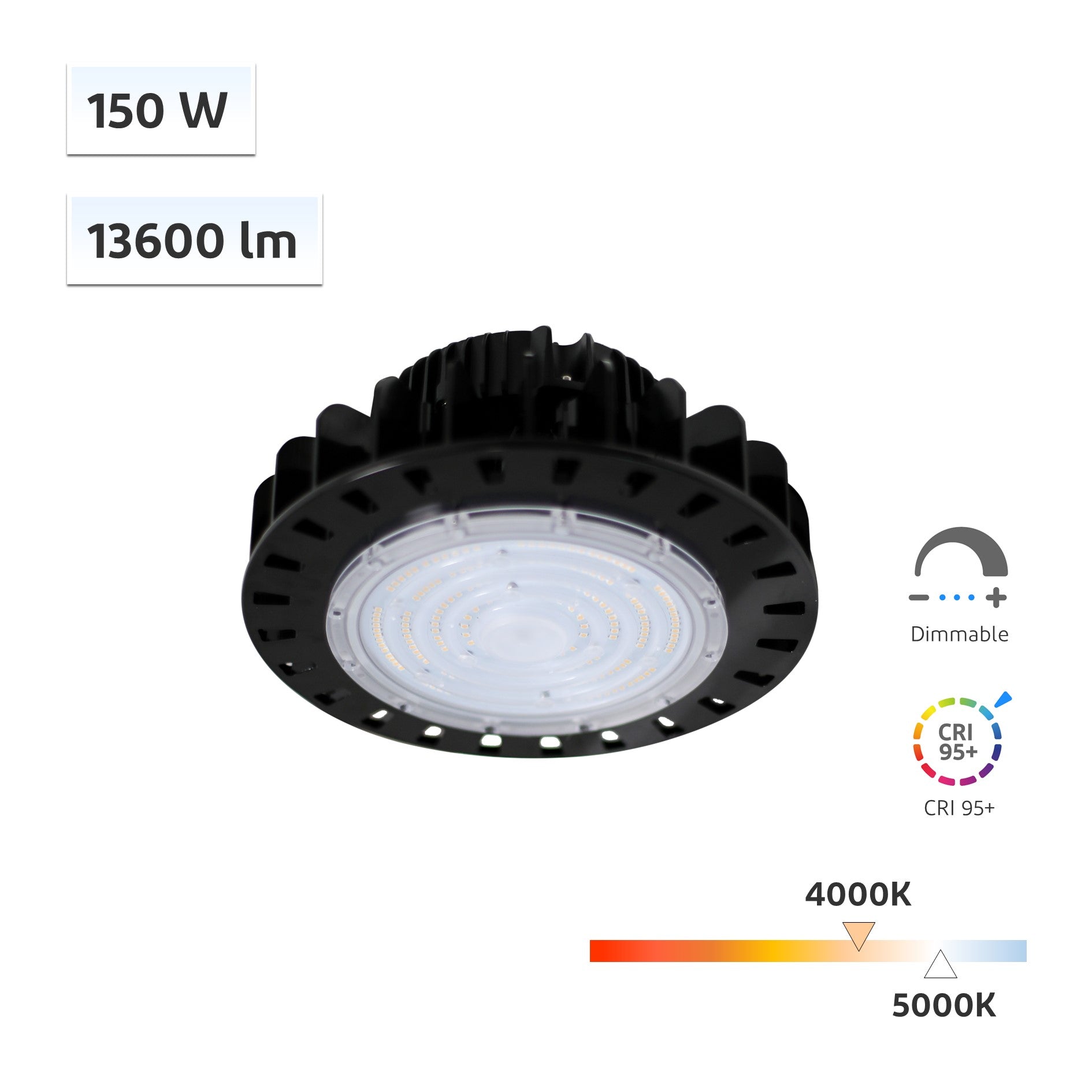CRI-MAX™ CRI 95+ 150W High Bay UFO LED Light 4000K 5000K