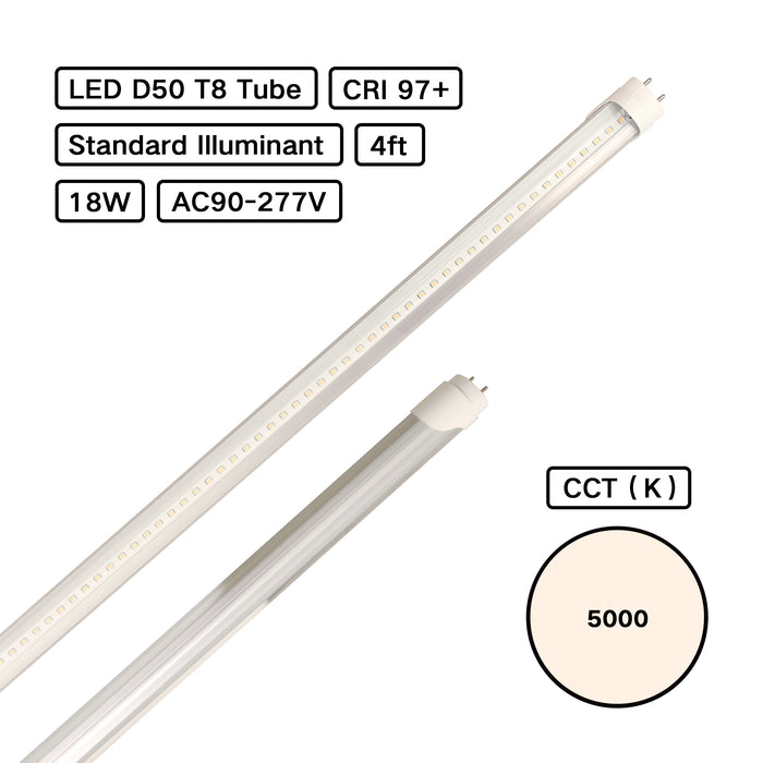 Dem Sociale Studier etisk Standard Illuminant D50 5000K T8 LED Tube Basic (ISO3664:2000) — YUJILEDS  High CRI Webstore