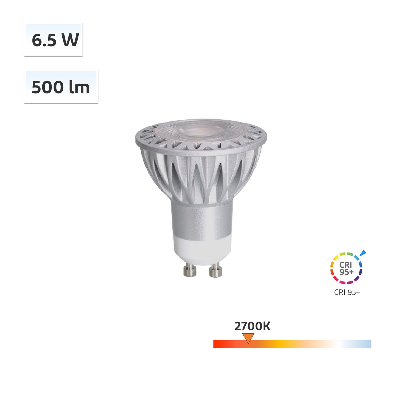 YUJILEDS CRI-MAX™ CRI 95+ GU10 6.5W LED Spotlight 2700K