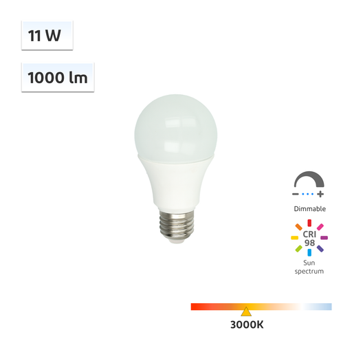 yujileds SunWave™ CRI 98 A19/A60 Flicker-Free Wellness Lighting 11W Dimmable LED Bulb 3000K