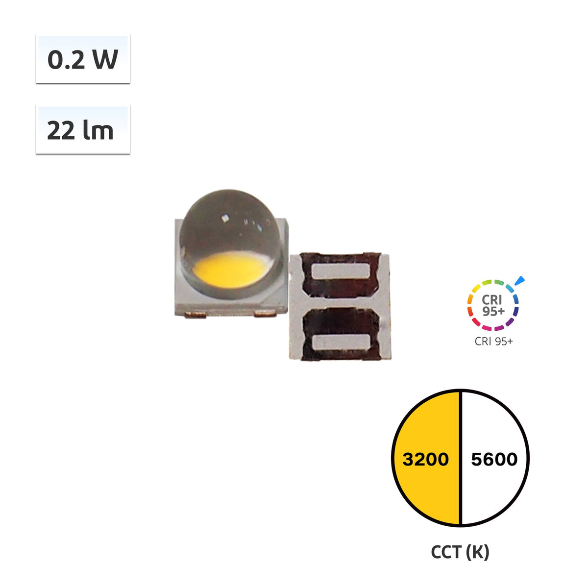 YUJILEDS® CRI 95+ 0.2W 60° Beam Angle LED SMD -5555L - 1000pcs/Reel